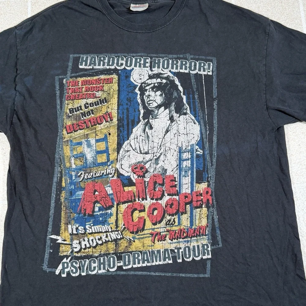 Vintage Alice Cooper Shirt Mens Size XL Black Hanes Psycho Drama Tour 2007